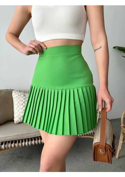 Altı Pliseli Mini Etek Yeşil S24705 indirimleri