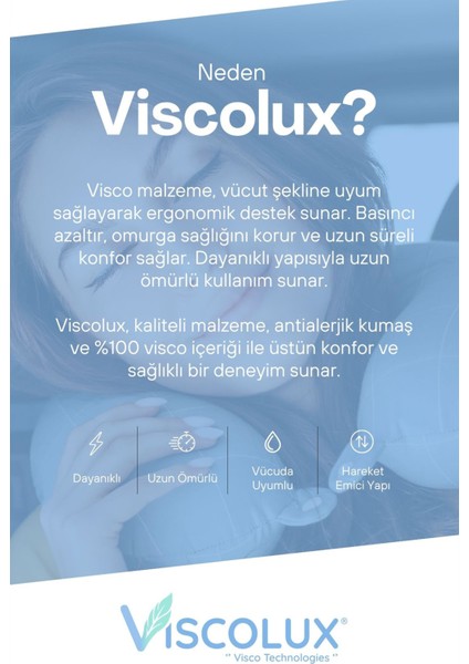 Ortopedik Seyahat Yastığı - Visco Boyun Destekli Yastık 30X30X12 Siyah