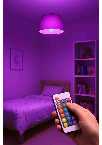 Rgb Led Ampul 16 Renk Değiştiren Uzaktan Kumandalı Abajur & Avize Uyumlu modelleri