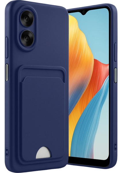 Oppo A38 Uyumlu Arka Kamera Korumalı Kart Koyulabilen Silikon Kartlıklı Kılıf Kapak
