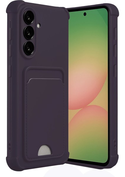 Samsung Galaxy A56 Uyumlu Arka Kamera Korumalı Kart Koyulabilen Silikon Kartlıklı Kılıf Kapak
