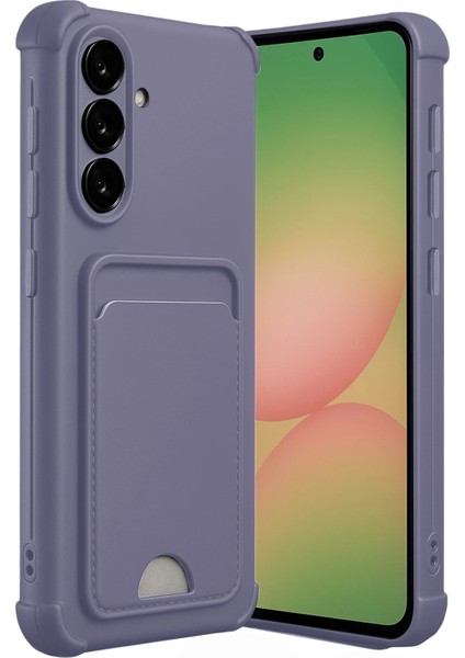 Samsung Galaxy A56 Uyumlu Arka Kamera Korumalı Kart Koyulabilen Silikon Kartlıklı Kılıf Kapak