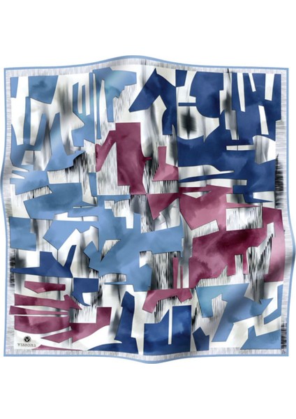 %100 Twill Ipek Geometrik Desenli Indigo - Mürdüm Kabuğu Renkli 90X90 Eşarp Dikim Şekli : El Dikişi fiyatları