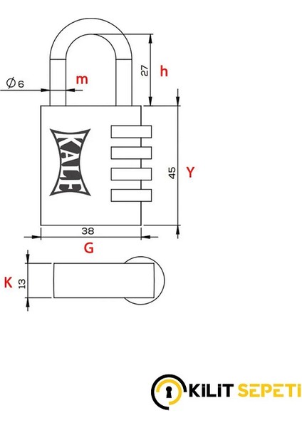 Kale Şifreli Asma Kilit Alüminyum Kırmızı KD001/20-800 fiyatları