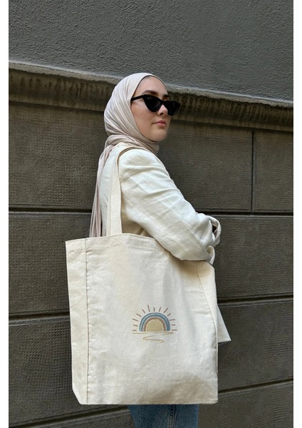 Kanvas Bez Çanta - Sunshine (Çıtçıt- Iç Cep- %100 Pamuk)