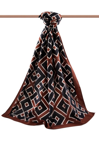 Lüks Medine Ipeği Geometrik Desenli Bordo Renkli 75X195 Kırışmaz Şal Moss Krep Dikiş Tipi Italyan Di fiyatları