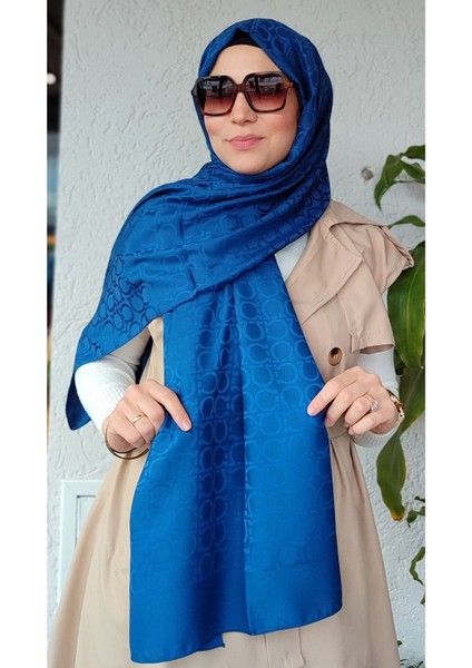 Ferra Desen Pamuk Jakar Şal Lacivert