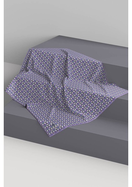 %100 Twill Ipek Geometrik Desenli Lila Renkli 90X90 Eşarp Dikim Şekli : El Dikişi 60779