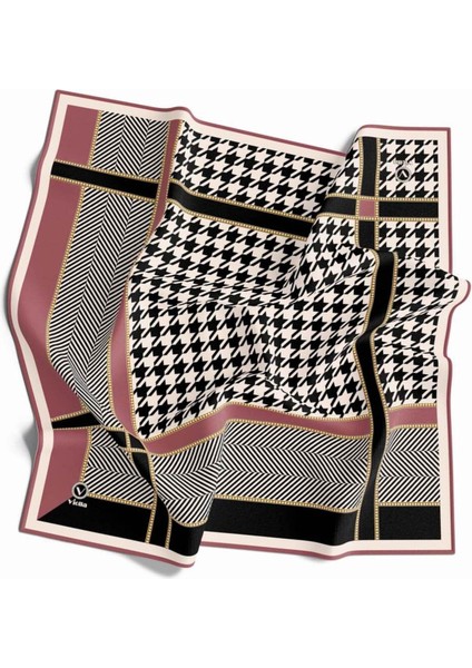 Twill Kazayağı Desenli Pudra Renkli 90X90 Eşarp (Ipek Içermez) Kenar Dikiş Şekli El Dikişli fiyatları