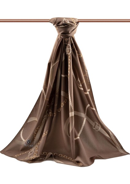 Lüks Medine Ipeği Zincirli Kemer Desenli Vizon Renkli 75X195 Kırışmaz Şal Moss Krep Dikiş Tipi Italy fiyatları