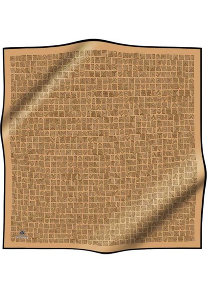 100% Twill Ipek Etnik Motif Desenli Gold - Siyah Renkli 90X90 Dikim Şekli : El Dikişi Eşarp fiyatları