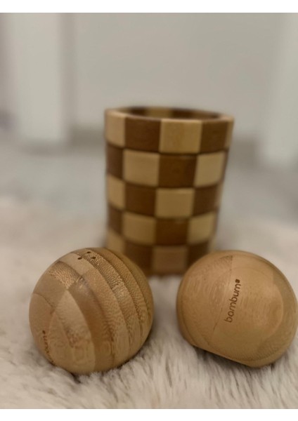 Bambum Topi Tuzluk Karabiberlik ve Damalı Kaşıklık 2'li Set