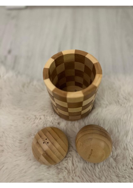Bambum Topi Tuzluk Karabiberlik ve Damalı Kaşıklık 2'li Set modelleri