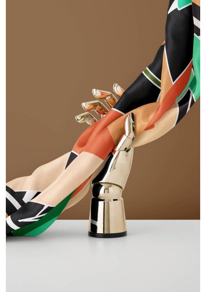 %100 Twill Ipek Yaprak Desenli Somon - Su Yeşili Renkli 90X90 Eşarp Dikim Şekli : El Dikişi fırsatları