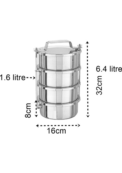Turk Sefer Tası Yemek Kabı Paslanmaz Çelik 4 Katlı 16 cm 1.6 Litre - GMS2849-4909 fiyatları