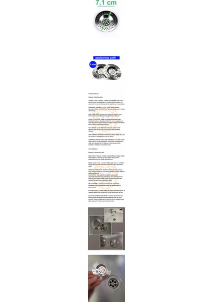 Turk Çelik Lavabo Süzgeci 2 Adet - GMS9169-5366 fiyatları