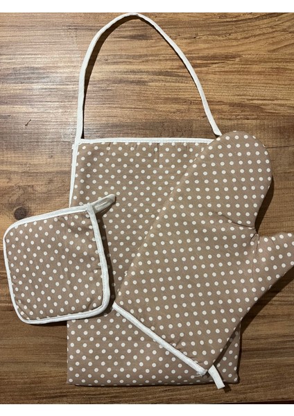 3lü Set Sıvı Geçirmez Mutfak Önlüğü, Isıya Dayanıklı Fırın Eldiveni ve Tutacak Takımı