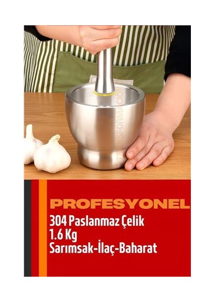 Turk Sarımsak Ezici Sarımsak Havanı 304 Paslanmaz Çelik Baharat Ezici - GMS4383-5246