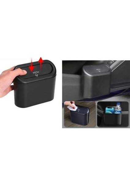 Charger Ld 2011-2012-2013-2014-2015-2016-2017-2018-2019-2020 Oto Araba Çöp Kutusu Organizer Itme Kapaklı Çöp Kovası Siyah indirimleri