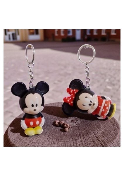 Minnie Mouse Mickey Mouse Sukuşi Anahtarlık 2 Adet Mini Anahtarlık