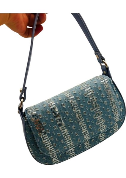 Pullu Kot Kumaş, Denim Çanta (100 cm Zincir Ile Gönderilecektir) modelleri