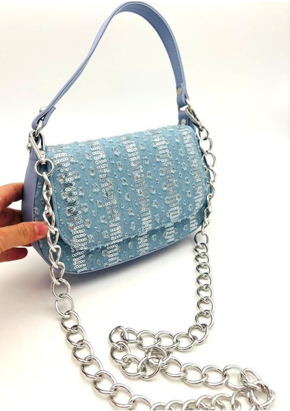 Pullu Kot Kumaş, Denim Çanta (100 cm Zincir Ile Gönderilecektir) fırsatları