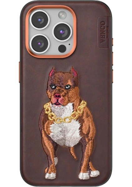 Venco iPhone 14 Pro Max Perma Desenli Kapak - Kahverengi