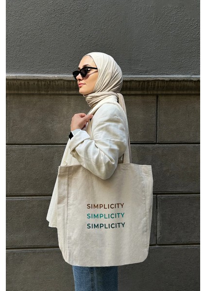 Kanvas Bez Çanta - Simplicity (Çıtçıt - Iç Cep - %100 Pamuk)