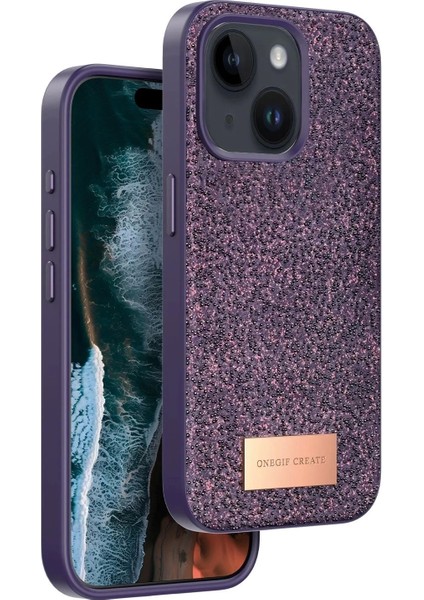 Onegif iPhone 14 Bright Simli Kapak - Derin Mor
