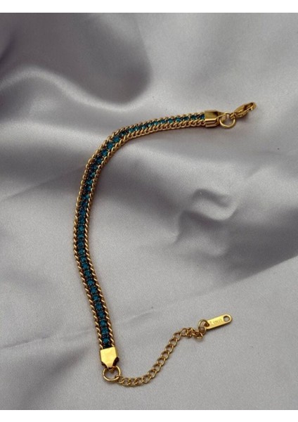 Kadın Zirkon Taşlı Çelik Bileklik