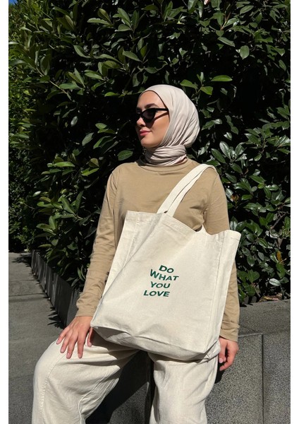 Kanvas Bez Çanta - Love (Çıtçıt - Iç Cep - %100 Pamuk)