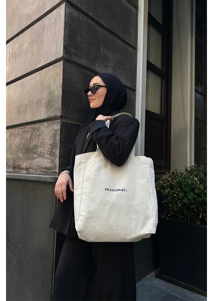 Kanvas Bez Çanta - Minimal. (Çıtçıt - Iç Cep - %100 Pamuk)