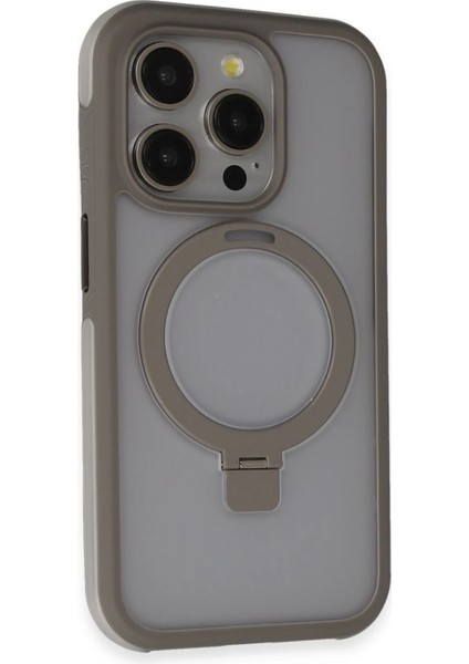 Iphone 15 Pro Zorda Airbag Magsafe Standlı Kapak - Titan Gri Dpmah