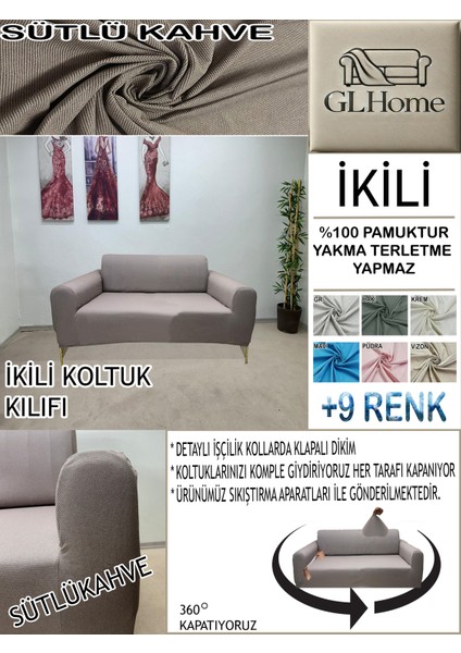 %100 Pamuk Petek Kumaş Çift Kişilik Komple Giydirme 2'li Kanepe, Bohem,porto, Vb Model Koltuk Kılıfı