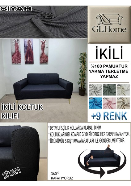 %100 Pamuk Petek Kumaş Çift Kişilik Komple Giydirme 2'li Kanepe, Bohem,porto, Vb Model Koltuk Kılıfı