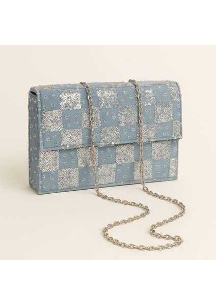 Pullu Kot Kumaş, Denim Çanta Zincirli