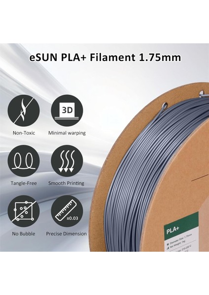 Gri Pla+ Filament 1.75MM 1 kg Plus - fiyatları