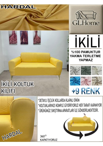 %100 Pamuk Petek Kumaş Çift Kişilik Komple Giydirme 2'li Kanepe, Bohem,porto, Vb Model Koltuk Kılıfı