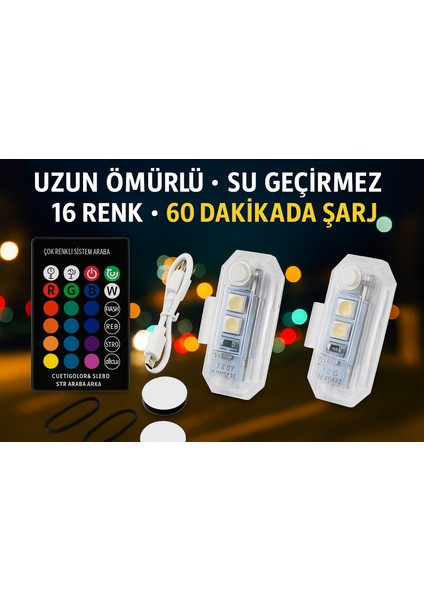 Drone Çakarlı Lamba 7 Renk Harekete Duyarlı Kumandalı 4 Adet