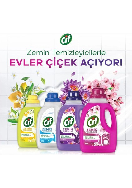 Zemin Temizleyici 1500 ml Beyaz Sabun X1 + Limon Çiçeği X1 + Lotus X1 + Sakura X1