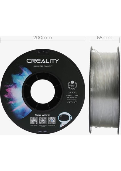 Cr-Petg Transparan Filament 1.75MM 1000GR - indirimleri