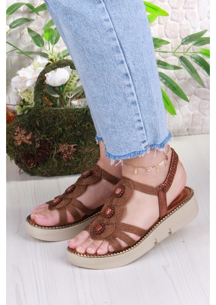 079-505 Fls Toka Detaylı Lastik Bağlı Kalın Taban Kadın Sandalet fiyatları