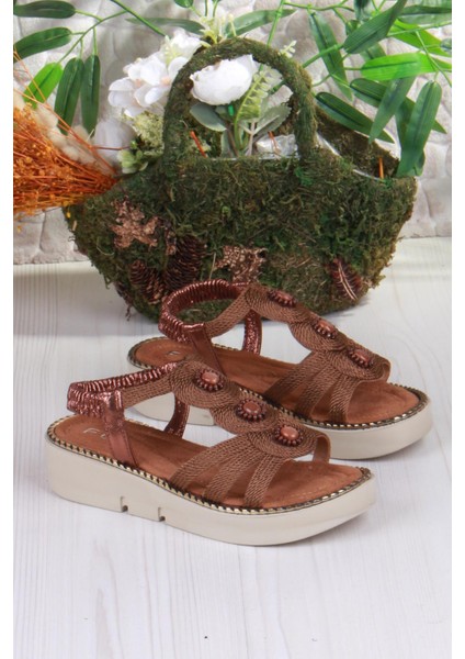 079-505 Fls Toka Detaylı Lastik Bağlı Kalın Taban Kadın Sandalet fırsatları