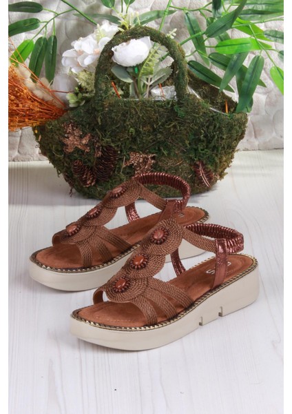 079-505 Fls Toka Detaylı Lastik Bağlı Kalın Taban Kadın Sandalet indirimleri