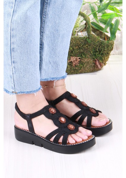 079-505 Fls Toka Detaylı Lastik Bağlı Kalın Taban Kadın Sandalet modelleri