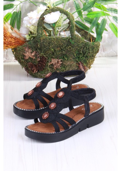 079-505 Fls Toka Detaylı Lastik Bağlı Kalın Taban Kadın Sandalet indirimleri