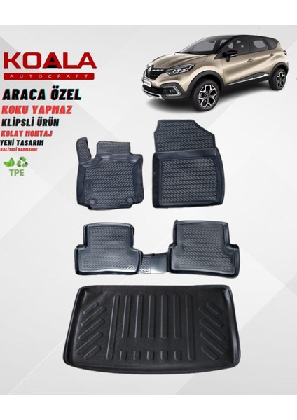 Renault Captur (2013-2020) Araca Özel Paspas ve Bagaj Havuzu