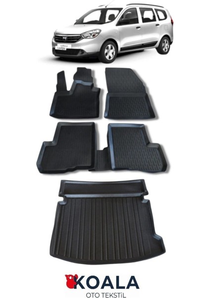 Dacia Lodgy 2012-2018 Arası Birebir Uyumlu 3D Paspas + Bagaj Havuzu Ikili Set