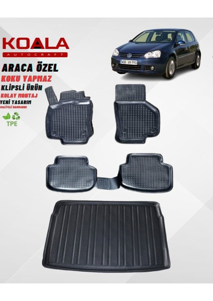 Volkswagen Golf 5 (2004-2008) Araca Özel Paspas ve Bagaj Havuzu