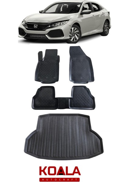 Honda Civic 2016-2021 3D Araca Özel Havuzlu Paspas ve Bagaj Havuzu
